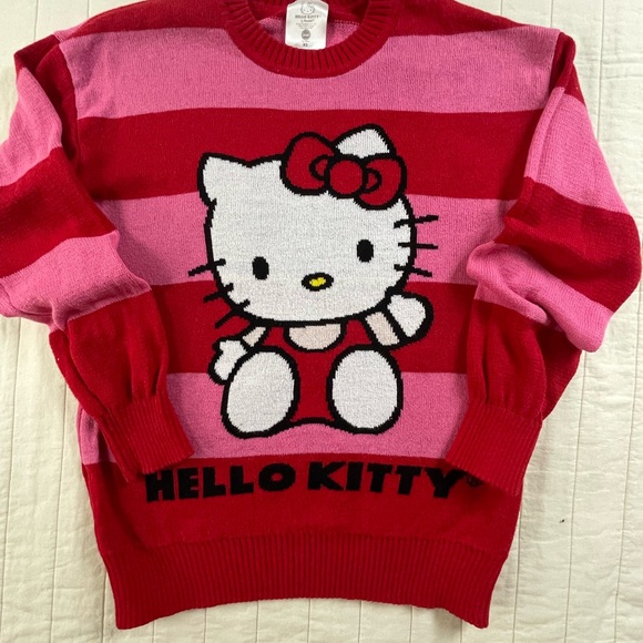Hello Kitty Sweaters - Hello Kitty Red and Pink Knit Sweater XS